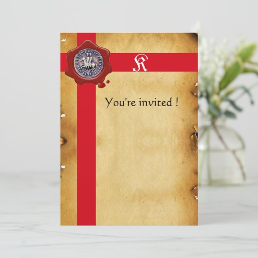 ZETEL VAN DE KNIGHTS-TEMPLAR, Monogram rode was, s Kaart (Staand voorkant)