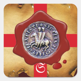 ZETEL VAN DE KNIGHTS-TEMPLAR, Monogram rode was Vierkante Sticker