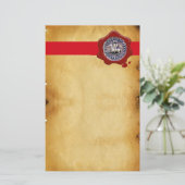 ZETEL VAN DE KNIGHTS-TEMPLAR, rode was, perkament Briefpapier (Staand voorkant)