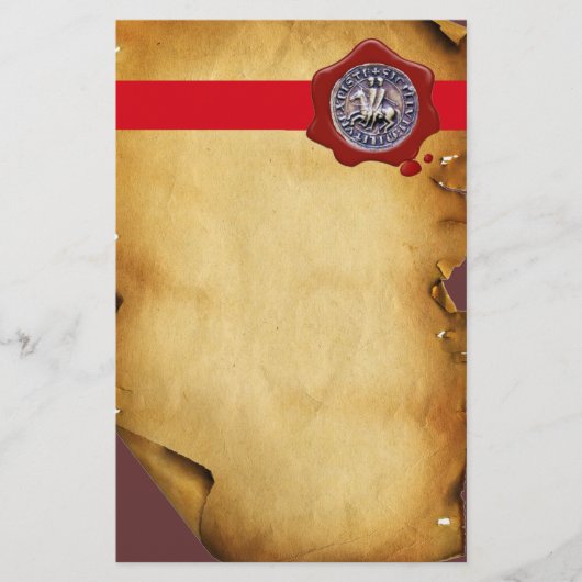 ZETEL VAN DE KNIGHTS-TEMPLAR, rode was, perkament Briefpapier (Voorkant)