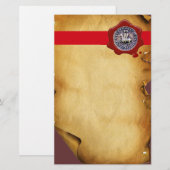 ZETEL VAN DE KNIGHTS-TEMPLAR, rode was, perkament Briefpapier (Voorkant / Achterkant)