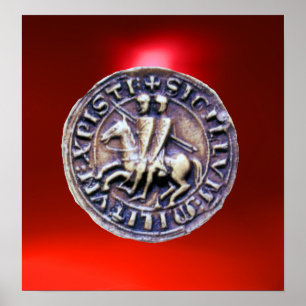 ZETEL VAN DE KNIGHTS TEMPLAR rood Poster