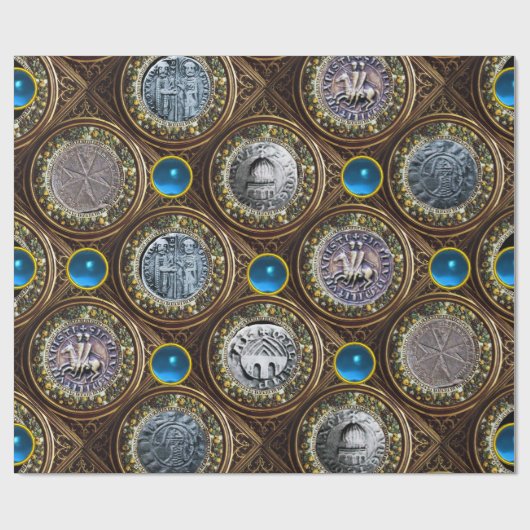 ZETEL VAN DE Pareltjes VAN KNIGHTS TEMPLAR Blue Sa Cadeaupapier (Vlak)