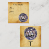 ZETEL VAN HET PLAATS VAN KNIGHTS TEMPLAR MONOGRAM VIERKANTE VISITEKAARTJE (Voorkant / Achterkant)