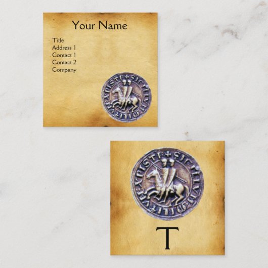 ZETEL VAN HET PLAATS VAN KNIGHTS TEMPLAR MONOGRAM VIERKANTE VISITEKAARTJE (Voorkant / Achterkant)