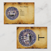 ZETEL VAN HET PLAATS VAN KNIGHTS TEMPLAR MONOGRAM VISITEKAARTJE (Voorkant / Achterkant)