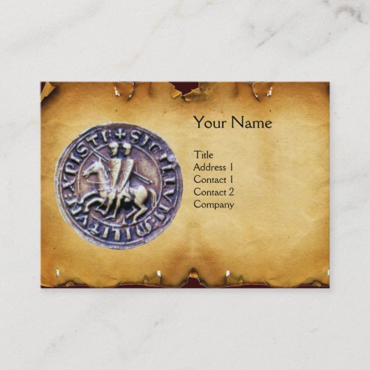 ZETEL VAN HET PLAATS VAN KNIGHTS TEMPLAR MONOGRAM VISITEKAARTJE (Voorkant)