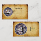 ZETEL VAN HET PLAATS VAN KNIGHTS TEMPLAR MONOGRAM VISITEKAARTJE (Voorkant / Achterkant)