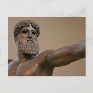 Zeus bronze standbeeld in Athene Griekenland Briefkaart