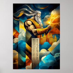 Zeus - Cubistisch Minimalistische Legende - Koning Poster