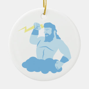 Zeus en Lightening Keramisch Ornament