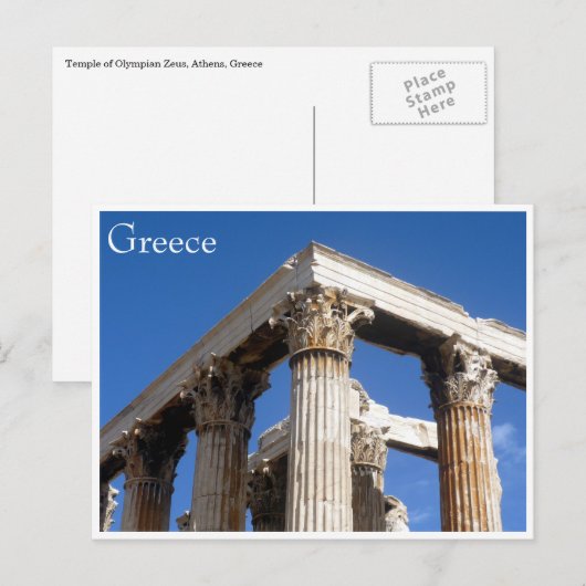 zeus greek tempel briefkaart (Voorkant / Achterkant)