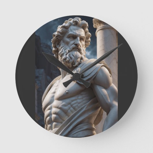 Zeus Griekse God Beeld Ronde Klok  (Voorkant)