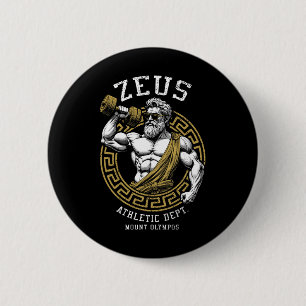 Zeus Gym Athletic Department Grappig Grieks God We Ronde Button 5,7 Cm