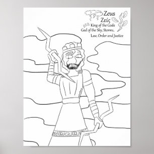 Zeus kleurplaat afdrukken poster