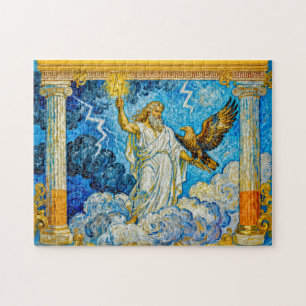 Zeus met Adelaar en Bliksem in Tempelpoort Onder Legpuzzel