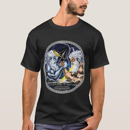 Zeus vs Poseidon Armworstelen T-shirt (Voorkant)