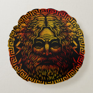 Zeus's oude schild kunst print rond kussen