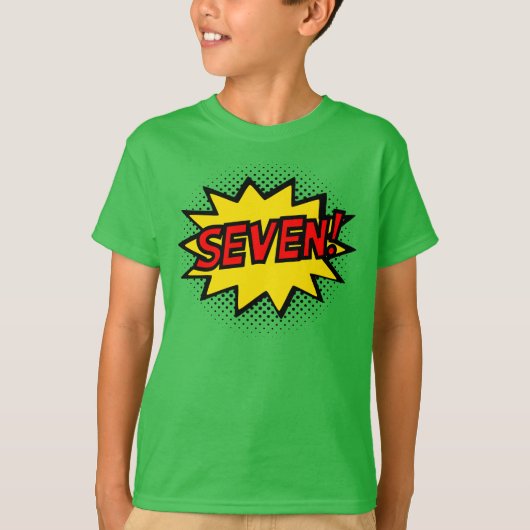 ZEVEN! 7e verjaardag Gift Superheld Logo T-Shirt (Voorkant)