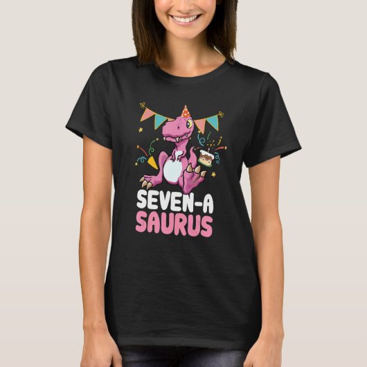 Zeven A Saurus Dinosaur Cute Kiddo Rex 2 T-shirt (Voorkant)