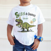 Zeven-A-Saurus Dinosauriër Eigen Naam 7de Verjaard T-shirt