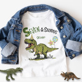 Zeven-A-Saurus Dinosauriër Eigen Naam 7de Verjaard T-shirt