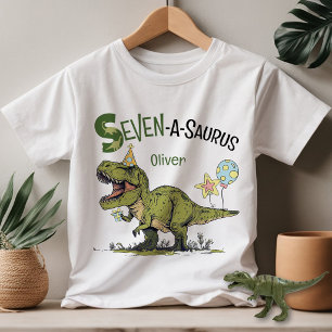 Zeven-A-Saurus Dinosauriër Eigen Naam 7de Verjaard T-shirt
