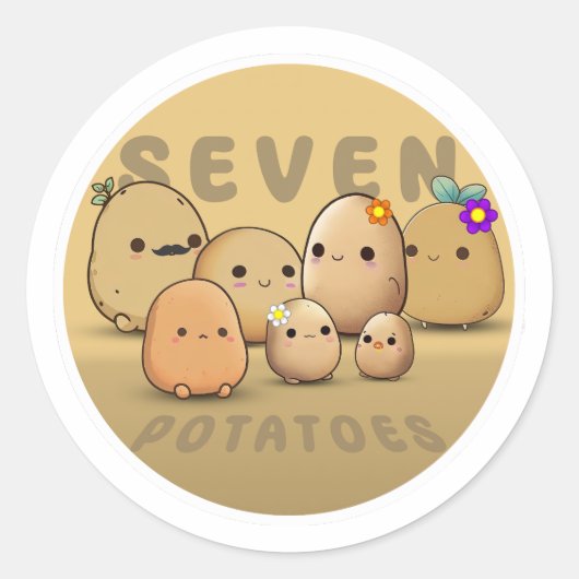 Zeven aardappelen ronde sticker (Voorkant)