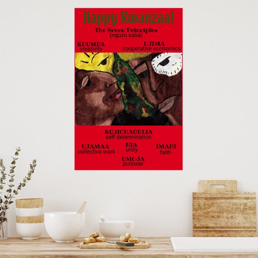 ZEVEN BEGINSELEN VAN HET poster KWANZAA (Keuken)