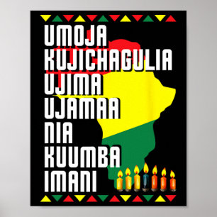 Zeven beginselen van Kwanzaa Afrikaanse kaart Mann Poster