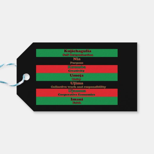 Zeven beginselen van Kwanzaa (Horizontaal) Cadeaulabel (Achterkant Horizontaal)