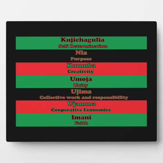 Zeven Beginselen van Kwanzaa Red Green Black Fotoplaat (Voorkant)
