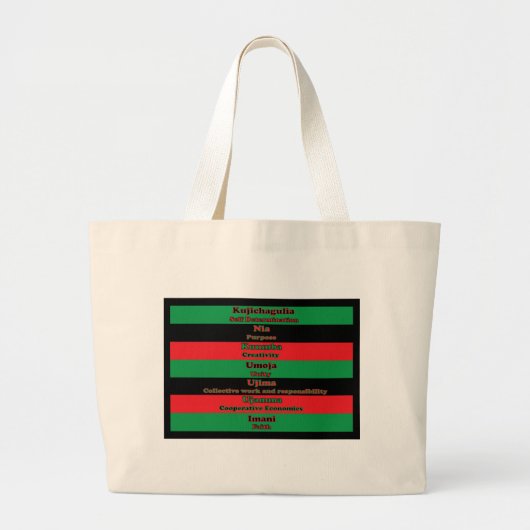 Zeven Beginselen van Kwanzaa Red Green Black Grote Tote Bag (Voorkant)