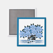 Zeven Bloemen en Vaas Blues Magneet (Voorkant / Achterkant)