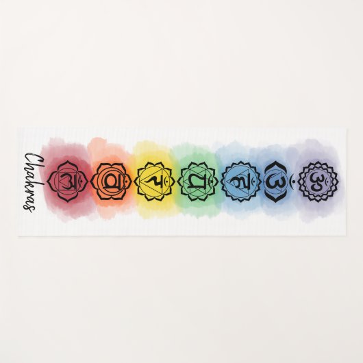 Zeven chakra-ontwerp met aangepaste tekstopties yogamat (Voorkant (horizontaal))