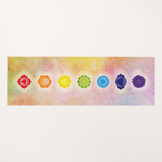 Zeven Chakra-symbolen op de Waterverf Yogamat (Voorkant (horizontaal))