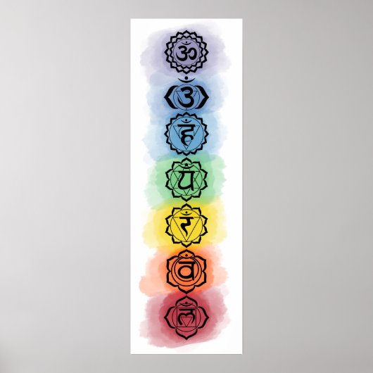 Zeven Chakra Symbolen voor Spiritueel en minimalis Poster (Voorkant)