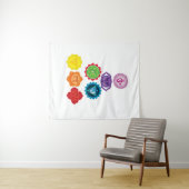 Zeven chakra Yoga wandtapijt Wandkleed (In Situ (horizontaal))
