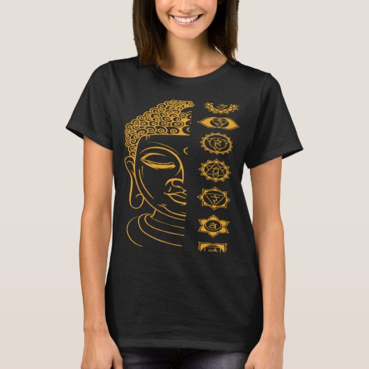 Zeven Chakra's Heilige Boeddha T-shirt (Voorkant)