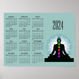 Zeven Chakras Yoga Design 2024 Kalender Poster