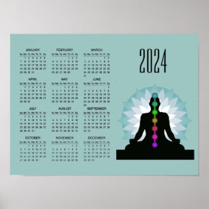 Zeven Chakras Yoga Design 2024 Kalender Poster
