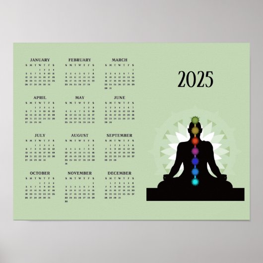 Zeven Chakras Yoga Design 2025 Kalender Poster (Voorkant)