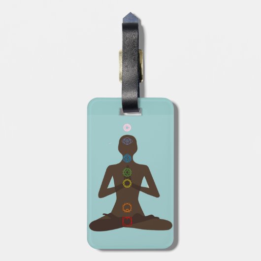 Zeven Chakras Yoga Pose Design Bagagelabels (Achterkant verticaal)