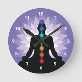 Zeven Chakras Yoga Position Design Wall klok