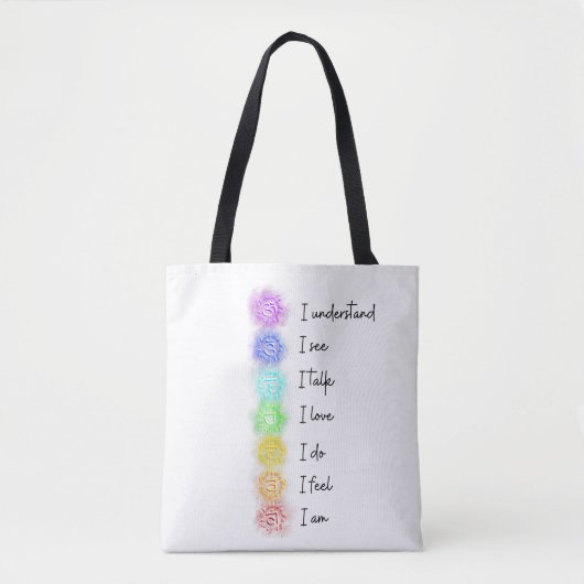 Zeven Chakra's Yoga Tote Bag (Voorkant)