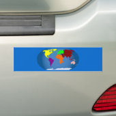 Zeven continenten gekleurd bumpersticker (Op auto)