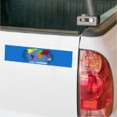 Zeven continenten gekleurd bumpersticker (Op Truck)