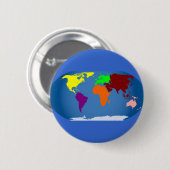 Zeven continenten gekleurd ronde button 5,7 cm (Voorkant /achterkant)