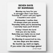 ZEVEN DAGEN HUWELIJK GEDICHT FOTOPLAAT (Voorkant)