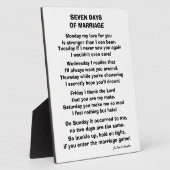 ZEVEN DAGEN HUWELIJK GEDICHT FOTOPLAAT (Zijkant)